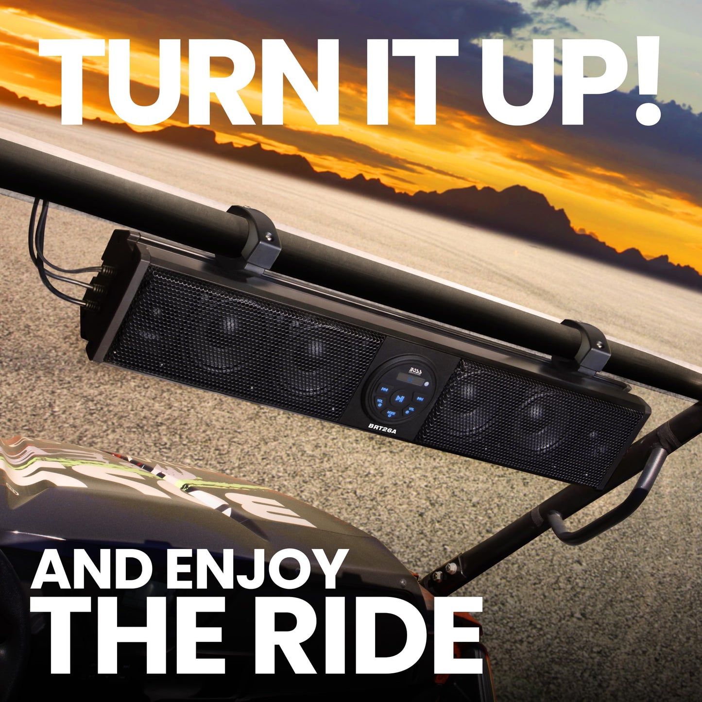 BOSS Audio Systems BRT26A ATV UTV 26" Self-Amplified Sound Bar, Weatherproof, USB