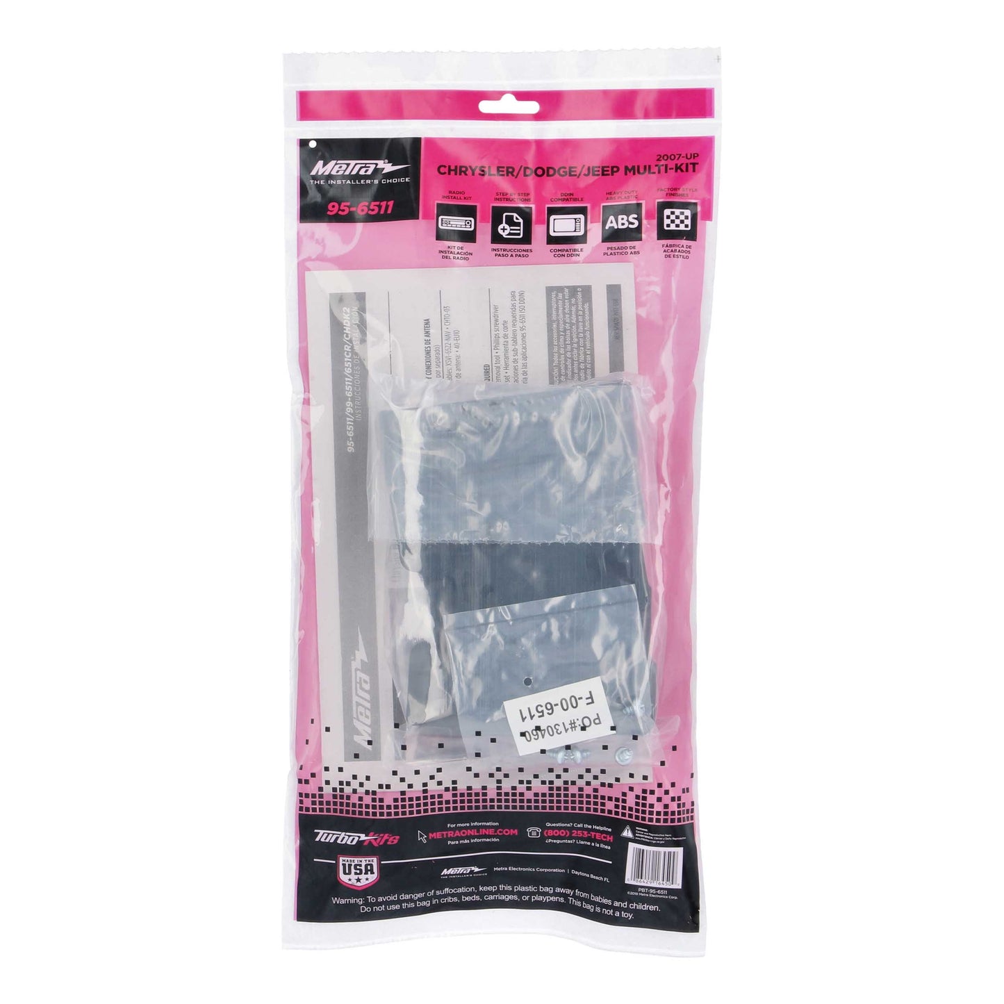 95-6511 Metra Double-DIN Radio Dash Kit Chrysler Dodge Jeep Ram VW 2007–2020