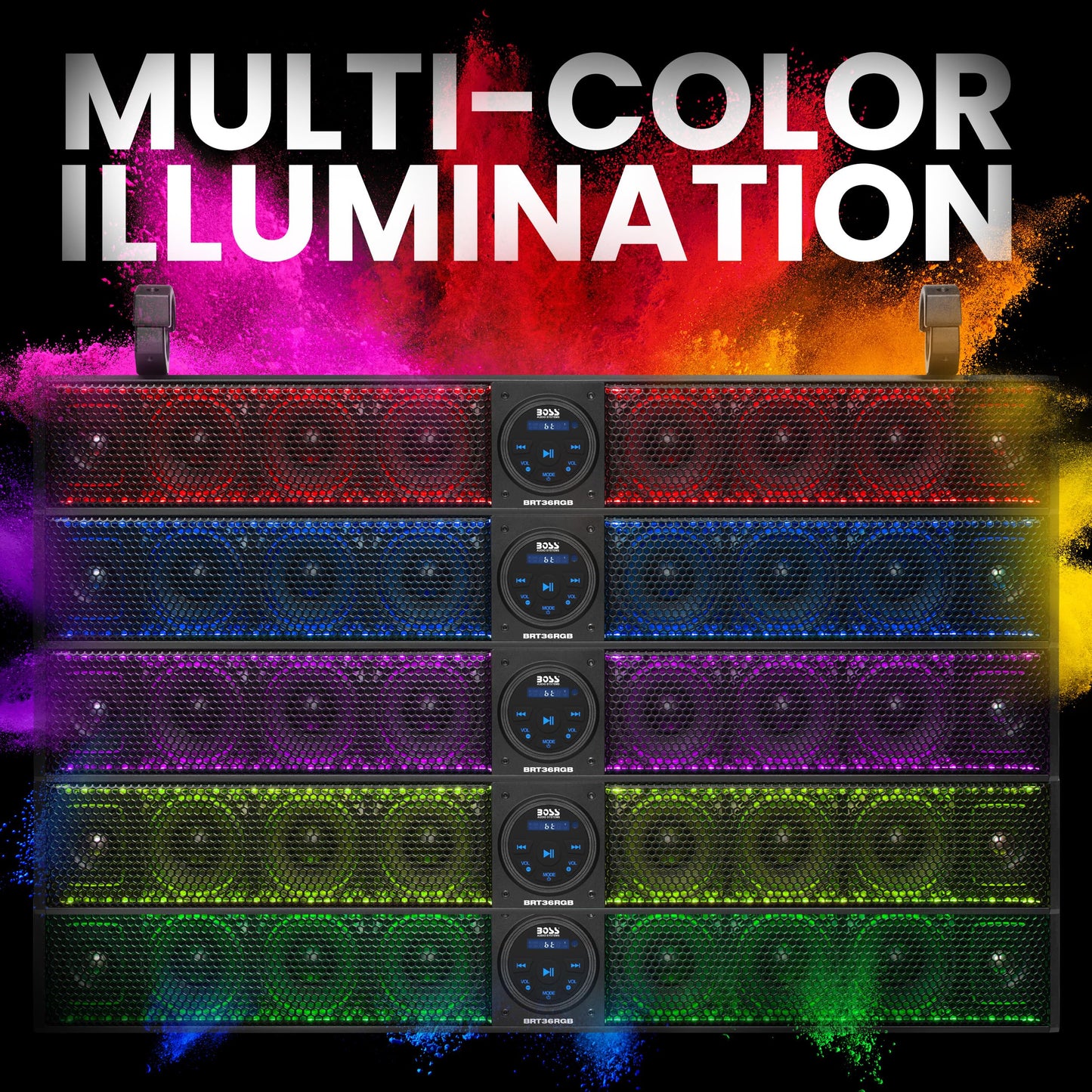 BOSS Audio Systems BRT36RGB ATV UTV 36" Multi-Color LED Self-Amplified Sound Bar USB