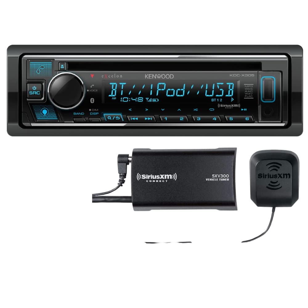 Kenwood KDC-X305 AM FM CD Bluetooth Car Stereo + SiriusXM Satellite Tuner
