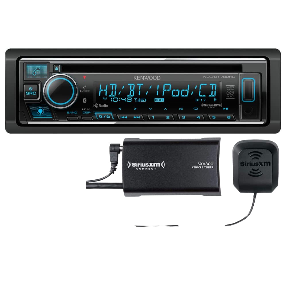 Kenwood KDC-BT782HD AM FM HD CD USB Bluetooth Car Stereo + SXV300V1 SiriusXM Satellite Tuner