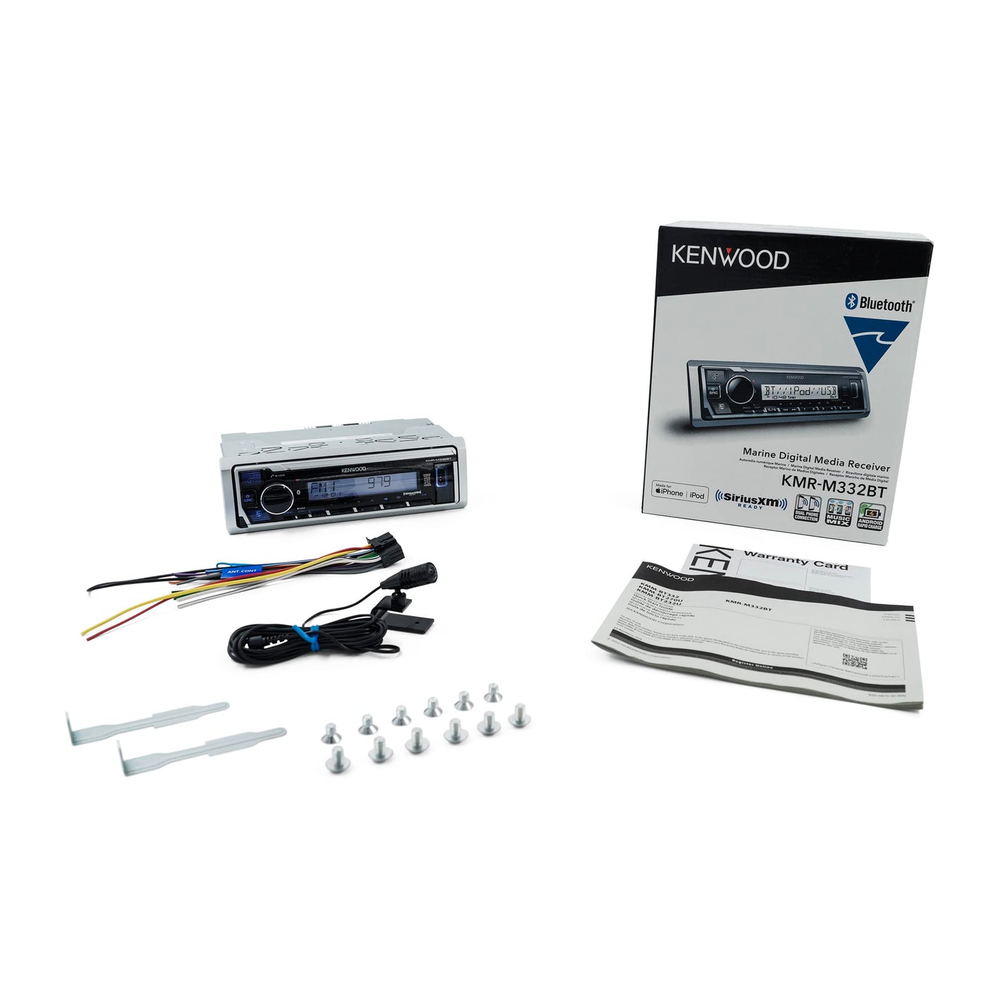 Kenwood KMR-M332BT Marine Boat Stereo - SDIN, AM FM Bluetooth USB MP3