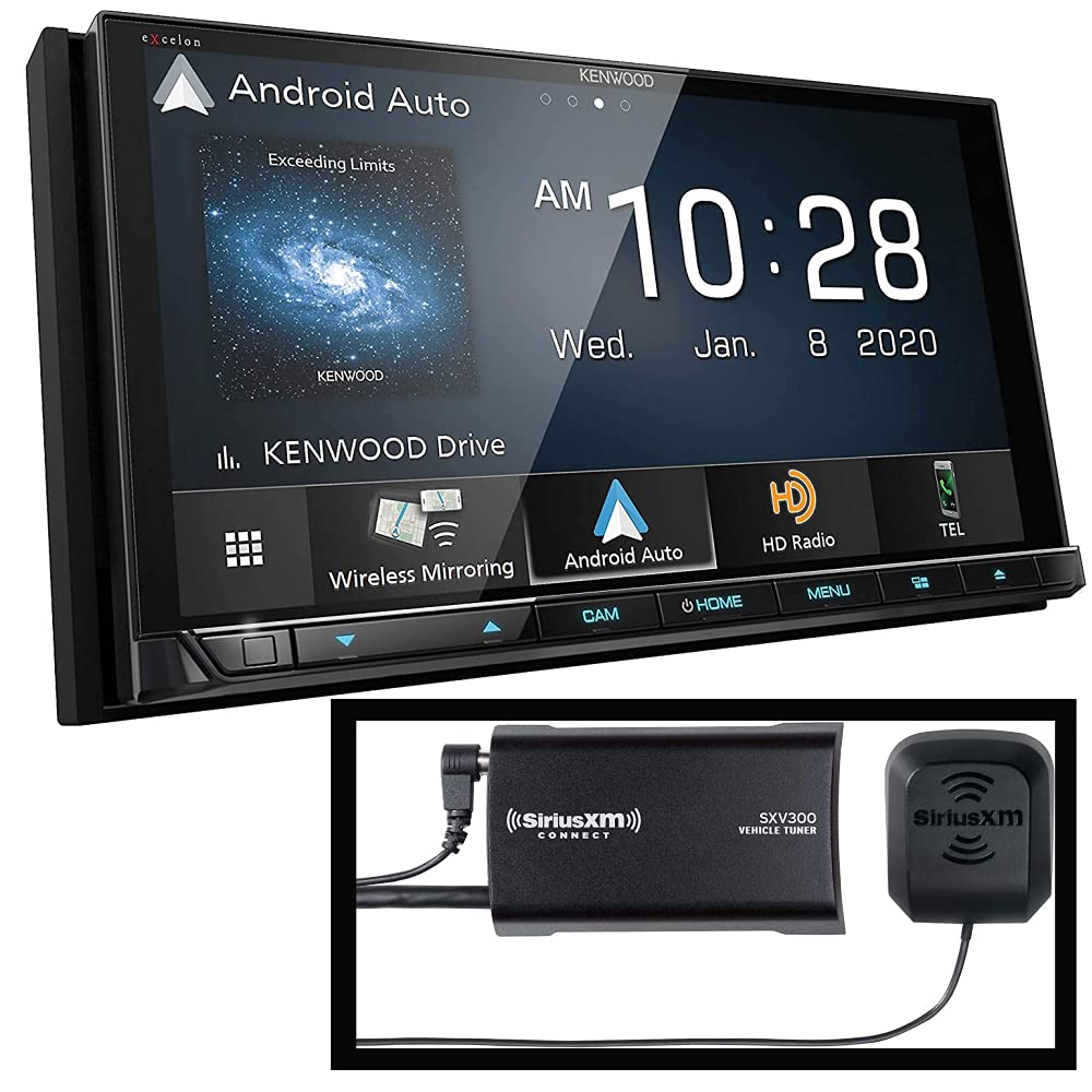 Kenwood DDX9907XR 6.8" Wireless Apple CarPlay Android Auto Car Stereo + SXV300V1 SiriusXM Satellite Tuner