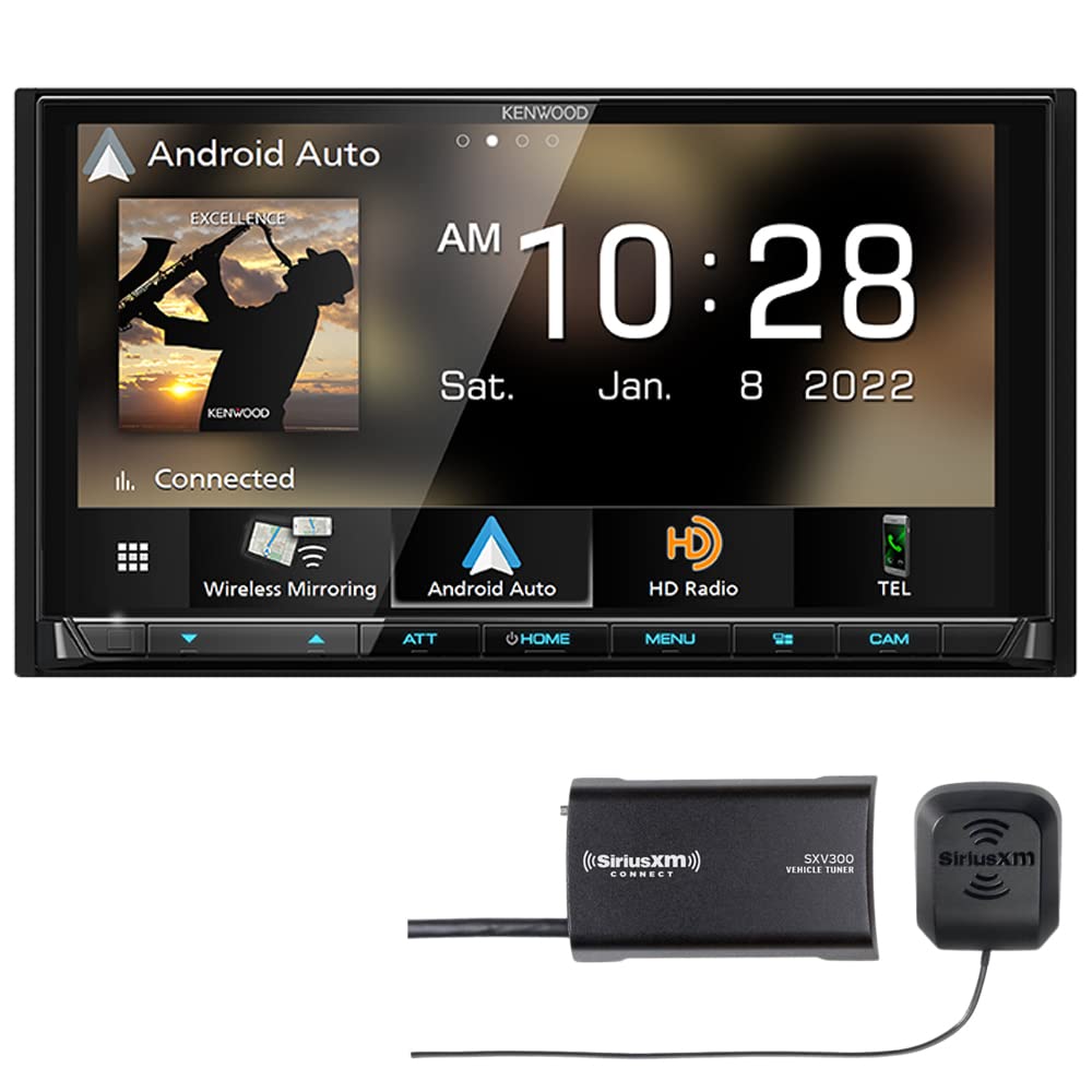 Kenwood DMX958XR 6.8" AM FM HD Wireless CarPlay, Android Auto + SXV300V1 SiriusXM Satellite Tuner