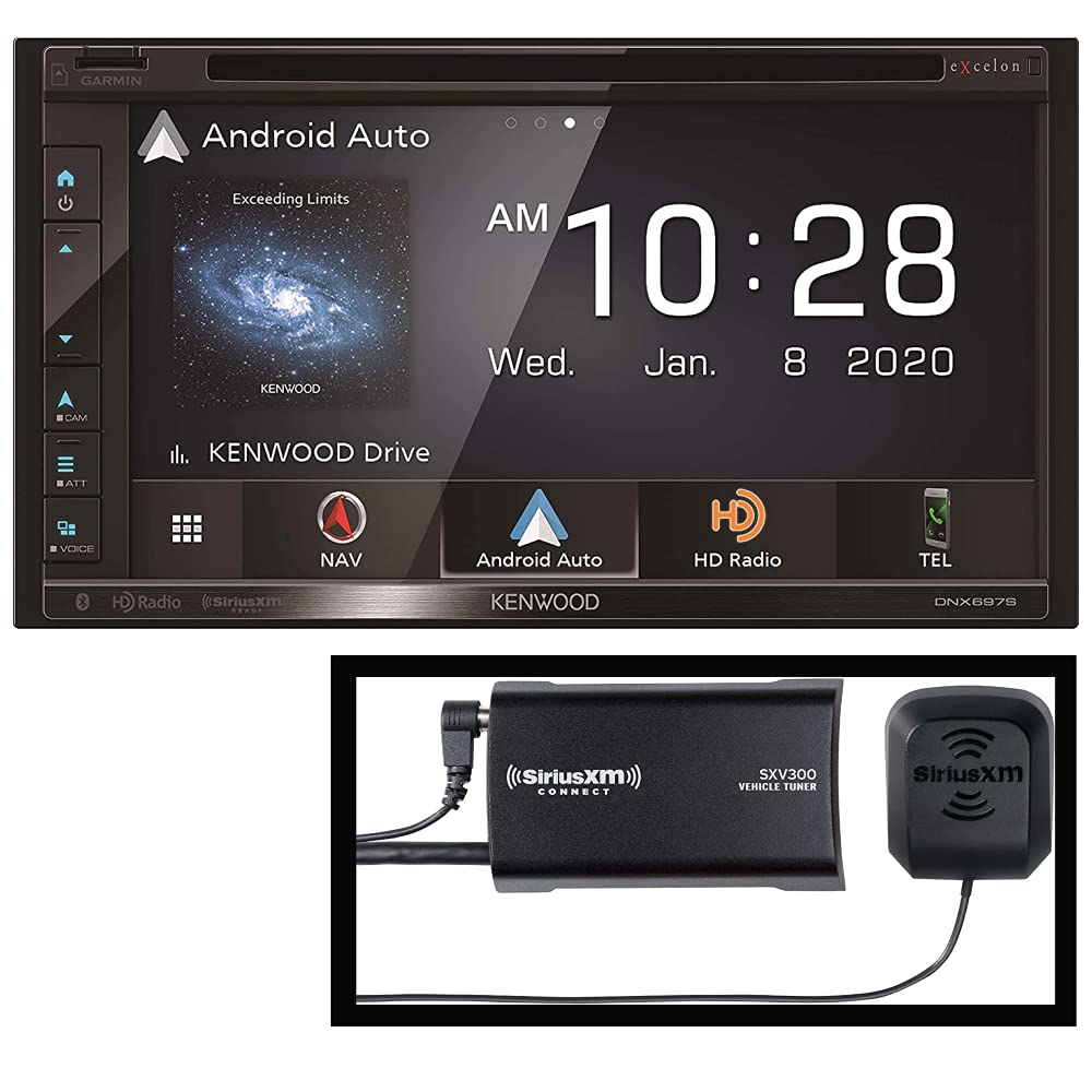 Kenwood DNX697S 6.8" Apple CarPlay Android Auto GPS Car Stereo + SXV300V1 SiriusXM Satellite Tuner