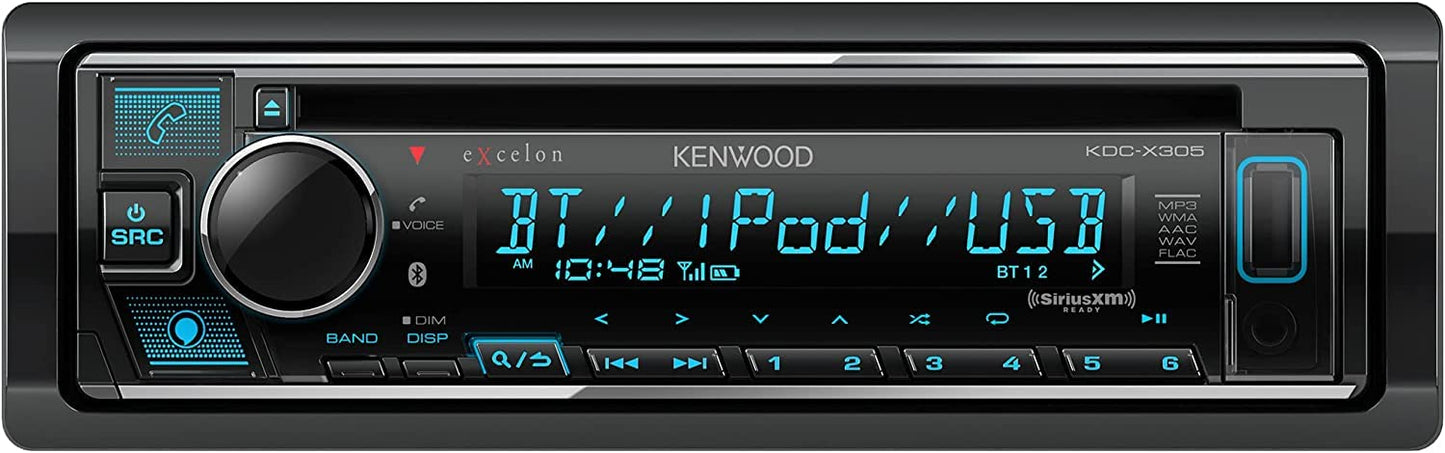 Kenwood KDC-X305 AM FM CD Bluetooth Car Stereo + SiriusXM Satellite Tuner