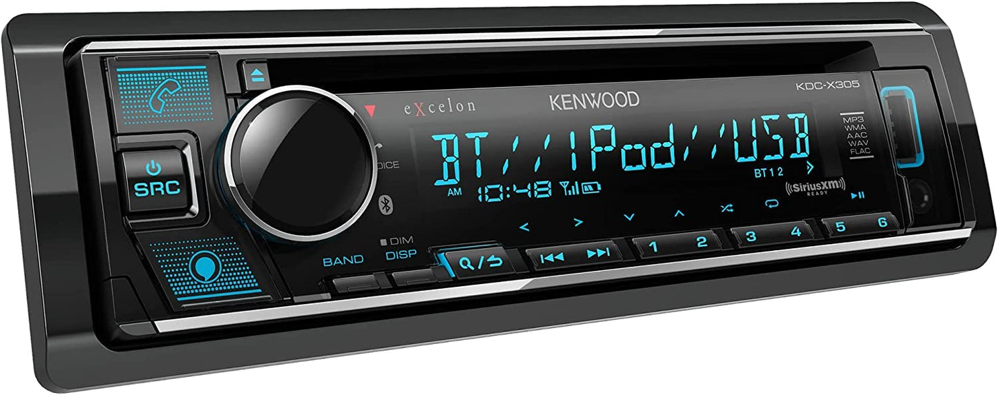 Kenwood KDC-X305 AM FM CD Bluetooth Car Stereo + SiriusXM Satellite Tuner