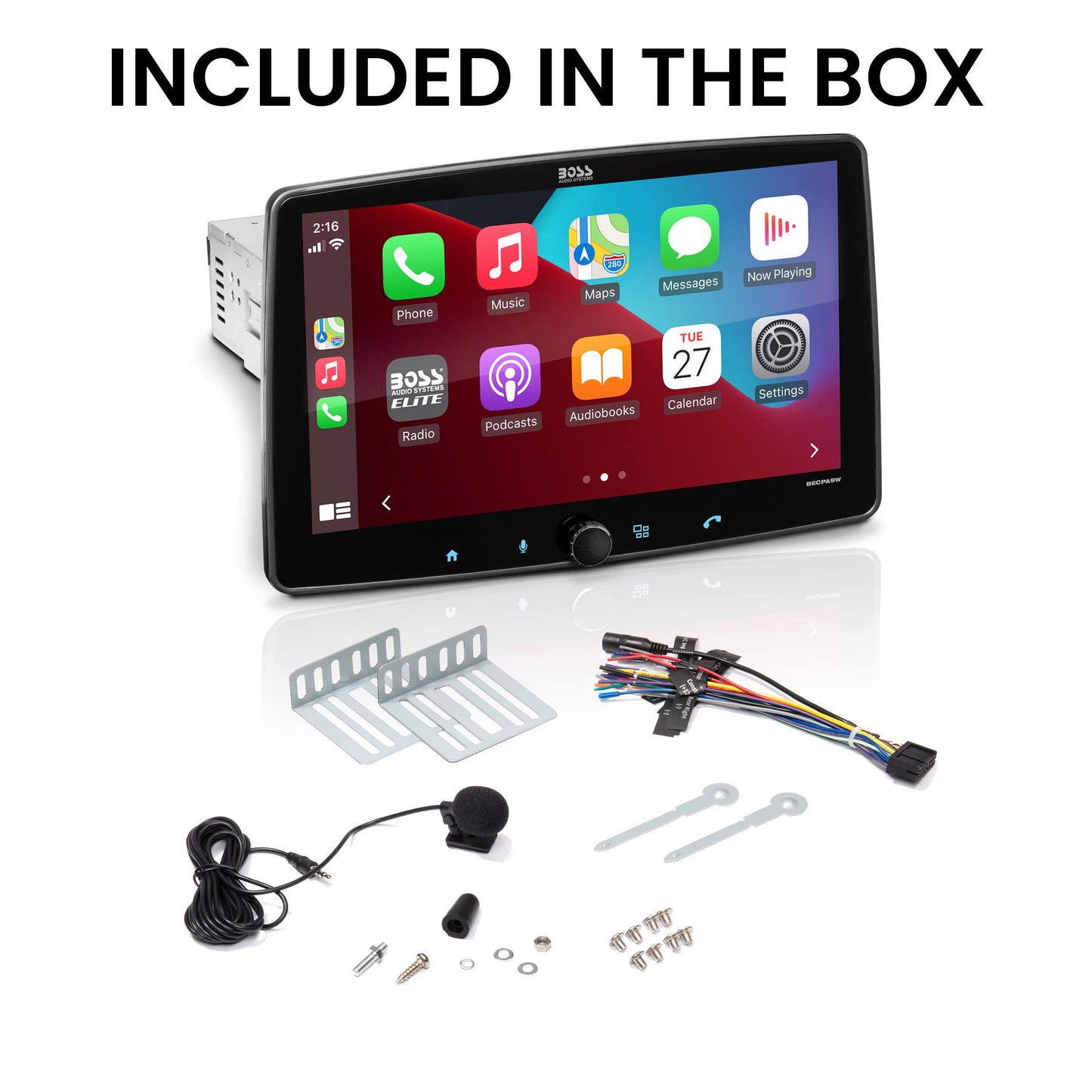 BOSS Audio BECPA9W 9" AM FM BT USB 9" Wireless Apple CarPlay Android Auto Car Stereo