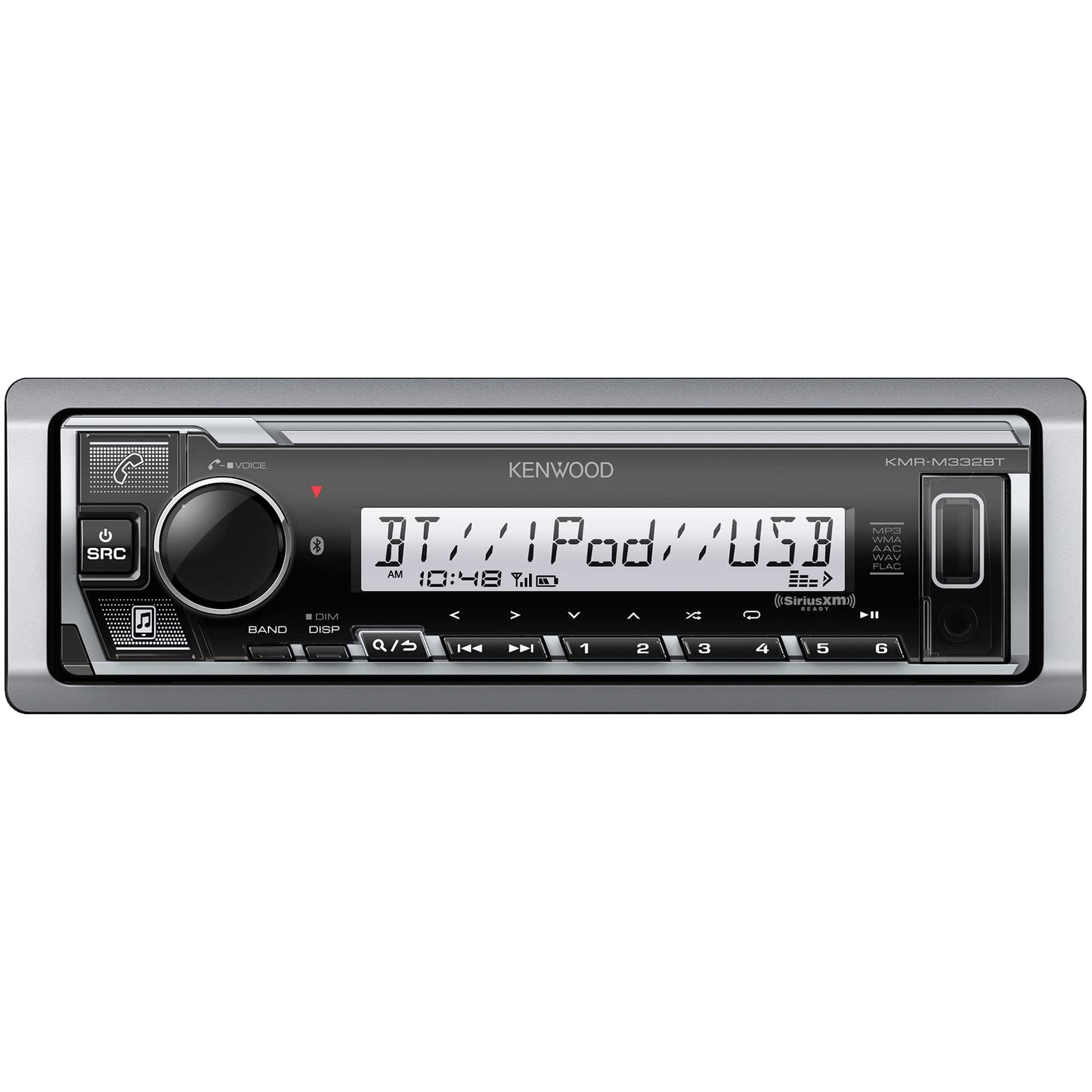 Kenwood KMR-M332BT Marine Boat Stereo - SDIN, AM FM Bluetooth USB MP3