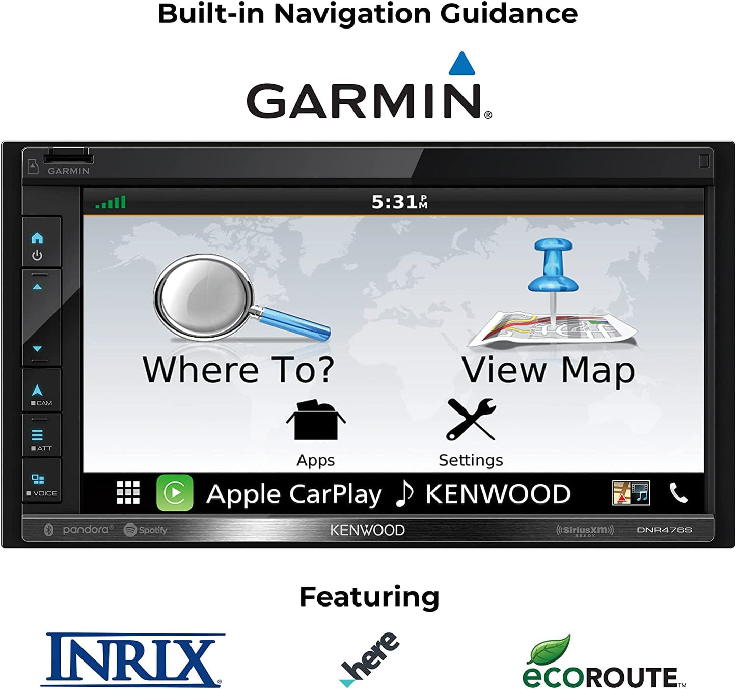 Kenwood DNR476S AM FM GPS Apple CarPlay Android Auto Car Stereo + CMOS-230 Backup Camera