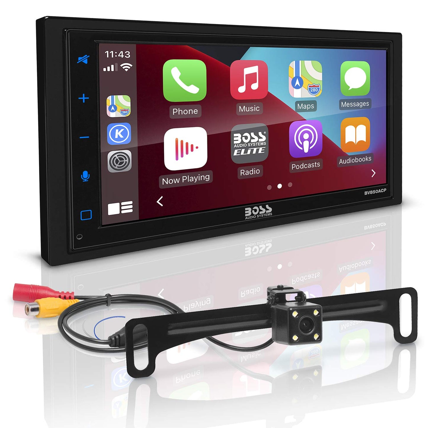 BOSS Audio BV850ACP 6.75" AM FM USB BT Car Stereo Apple CarPlay Android Auto + Backup Camera