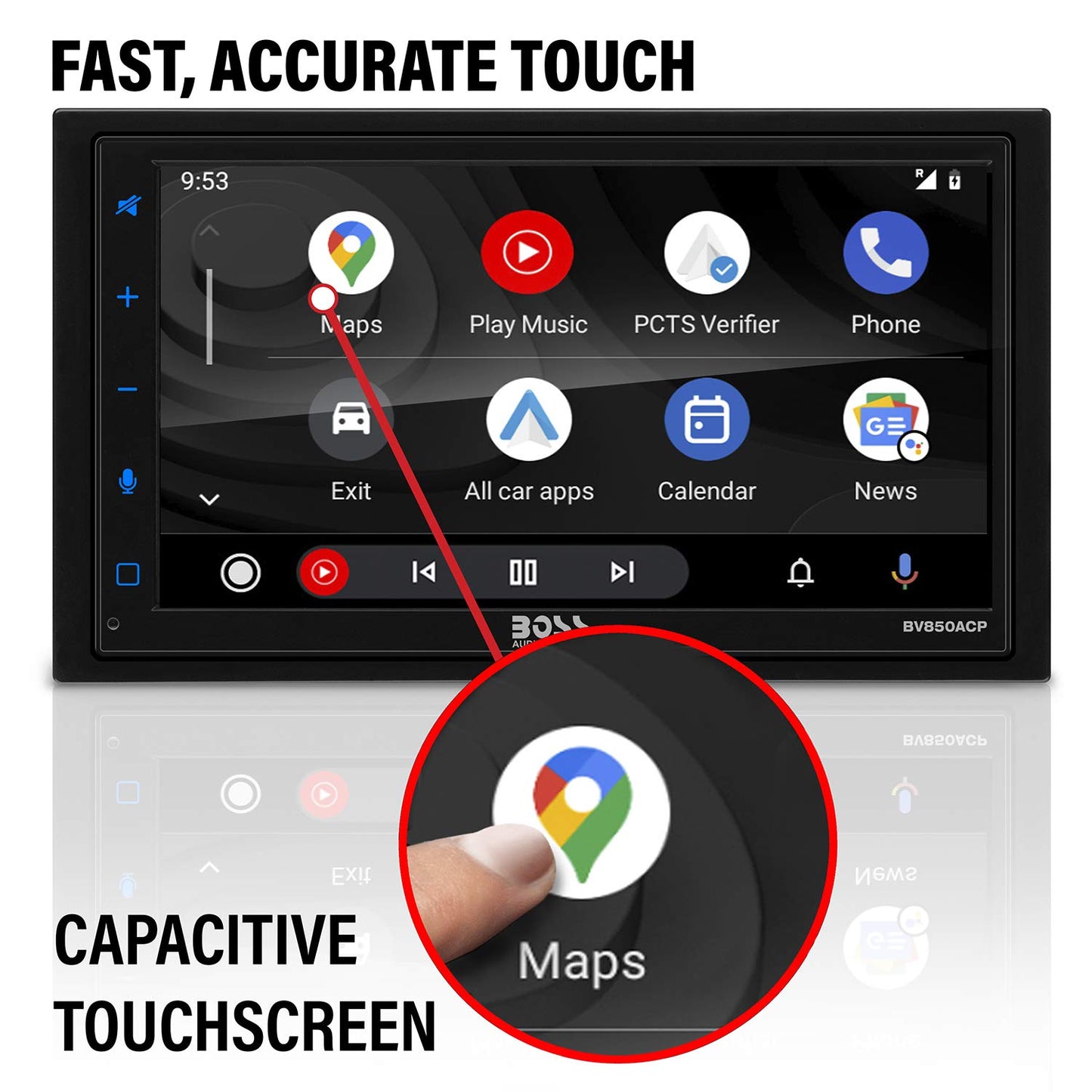 BOSS Audio BV850ACP 6.75" AM FM USB BT Car Stereo Apple CarPlay Android Auto + Backup Camera