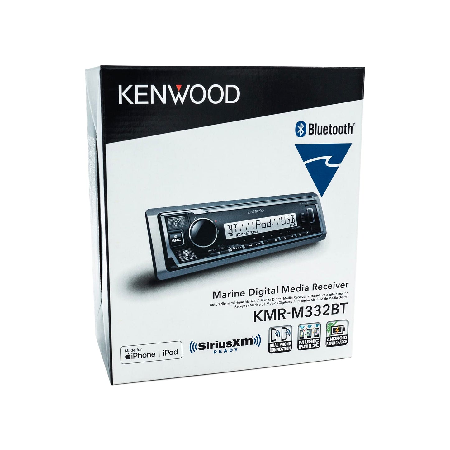 Kenwood KMR-M332BT Marine Boat Stereo - SDIN, AM FM Bluetooth USB MP3