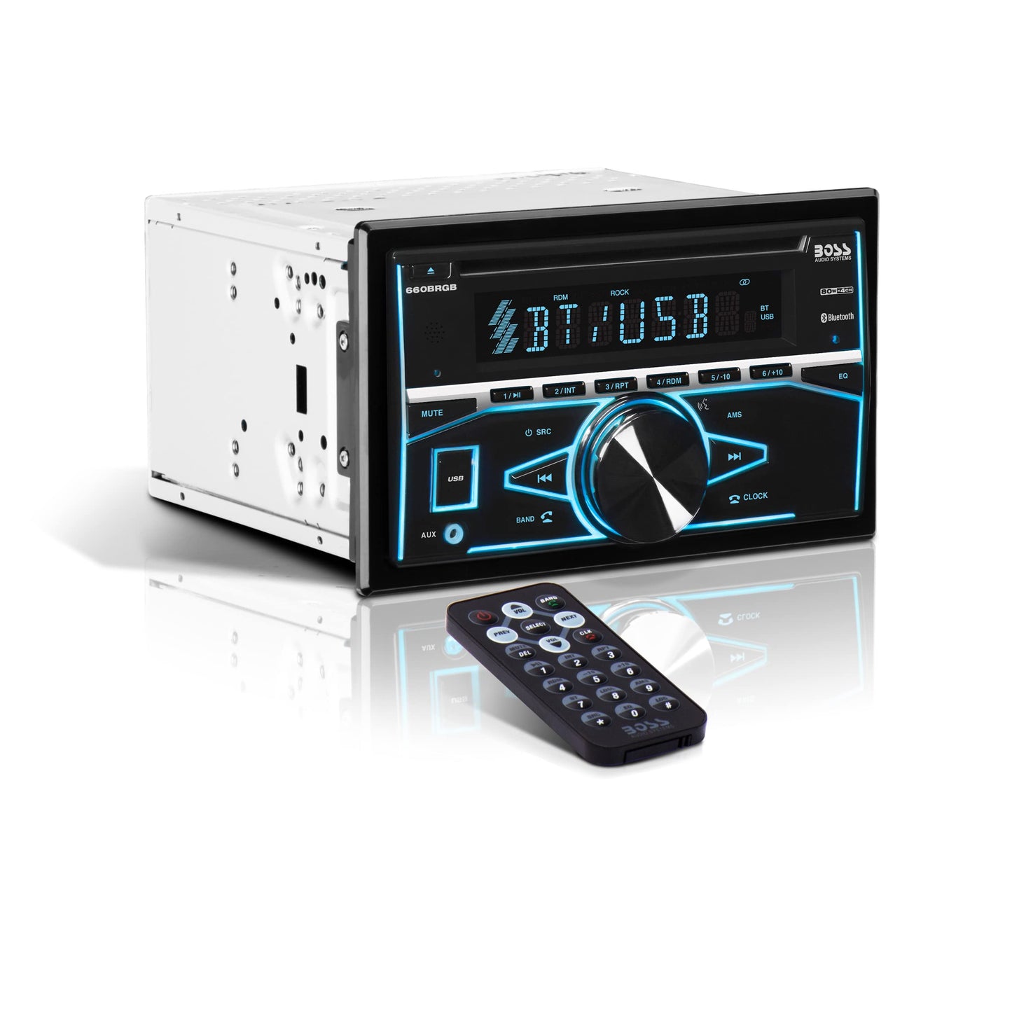 BOSS Audio 660BRGB AM FM CD USB Bluetooth DDIN Multi-Color Car Stereo