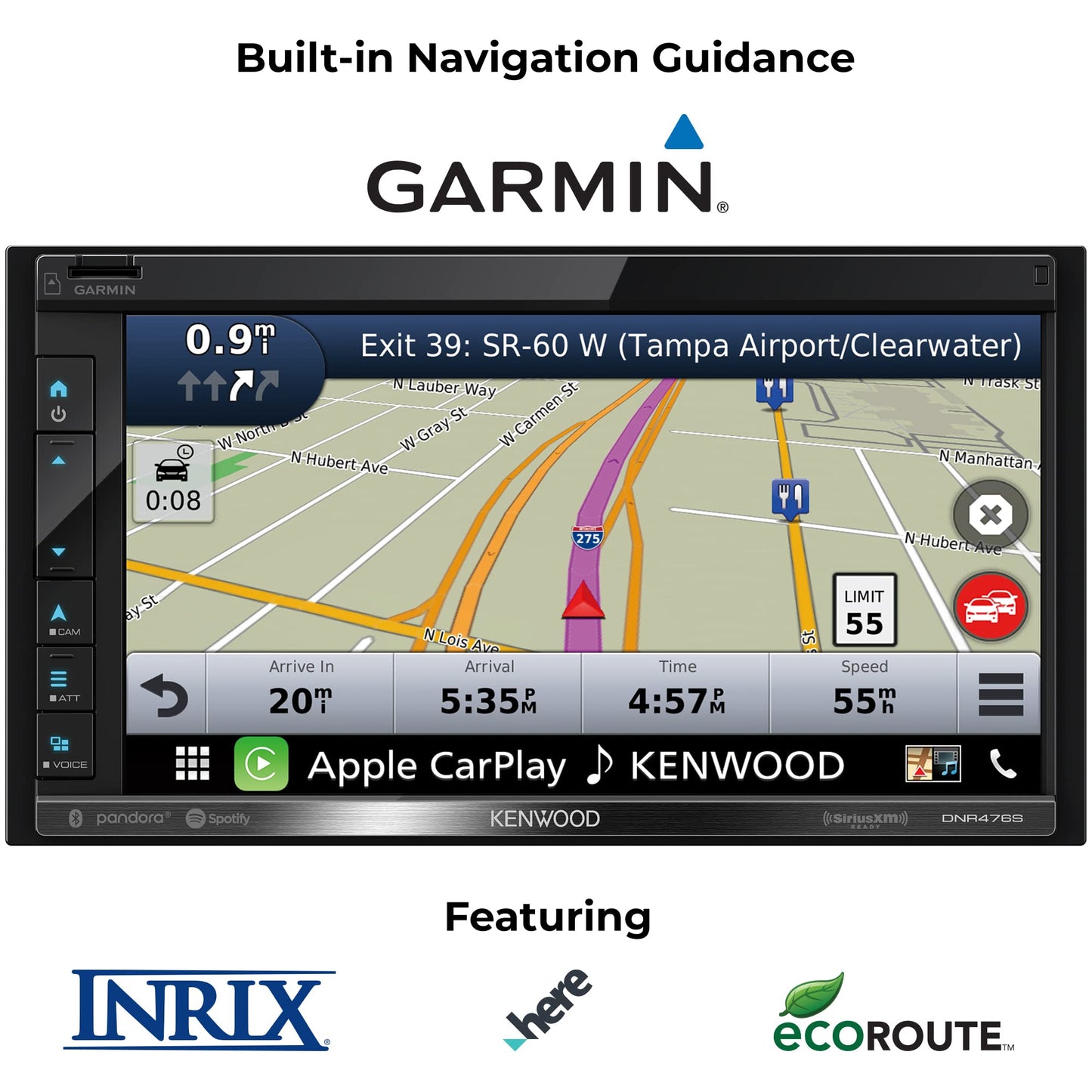 KENWOOD DNR476S 6.8" Touchscreen AM FM BT Garmin Navigation Car Stereo