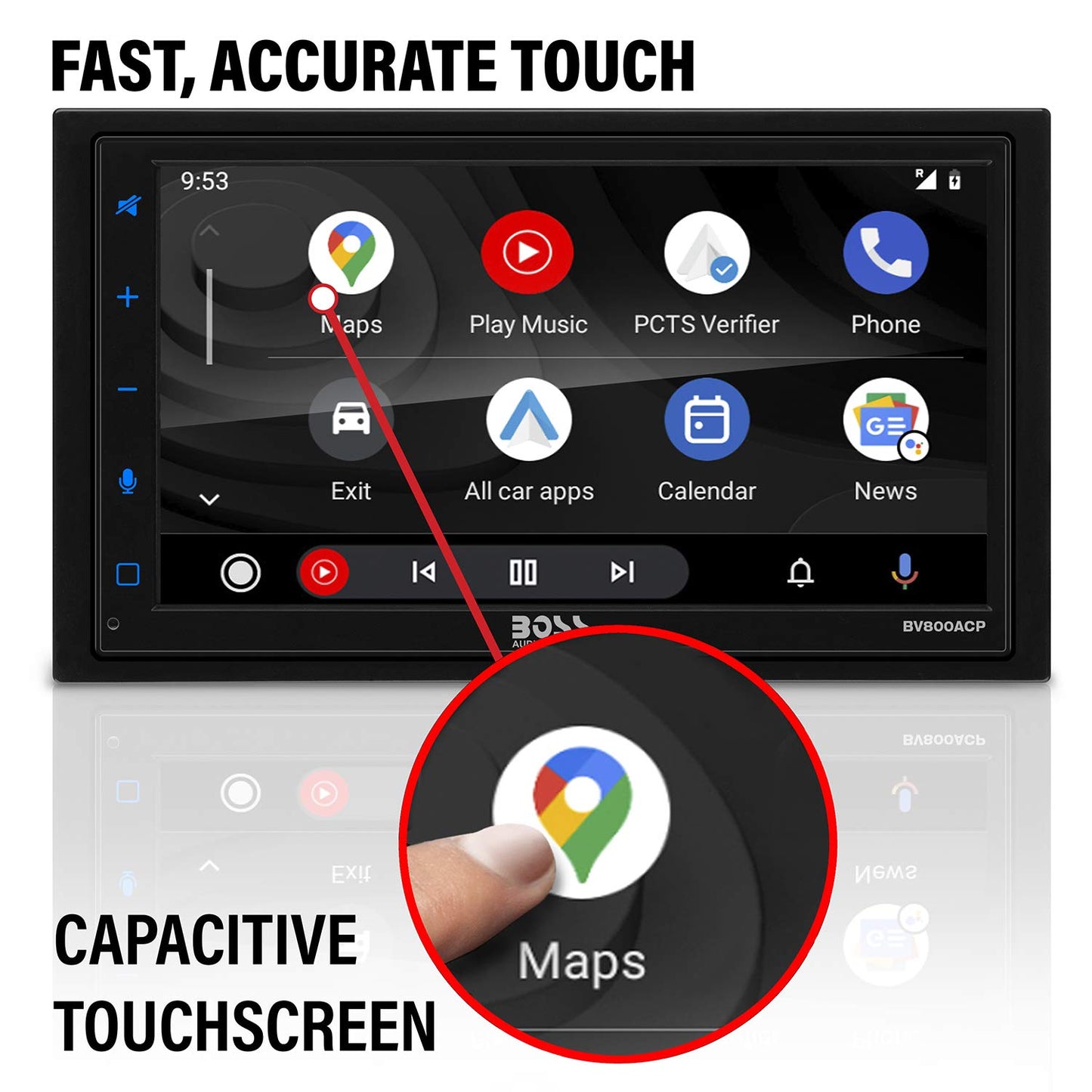 BOSS Audio BV800ACP 6.75" AM FM USB BT Car Stereo Apple CarPlay Android Auto