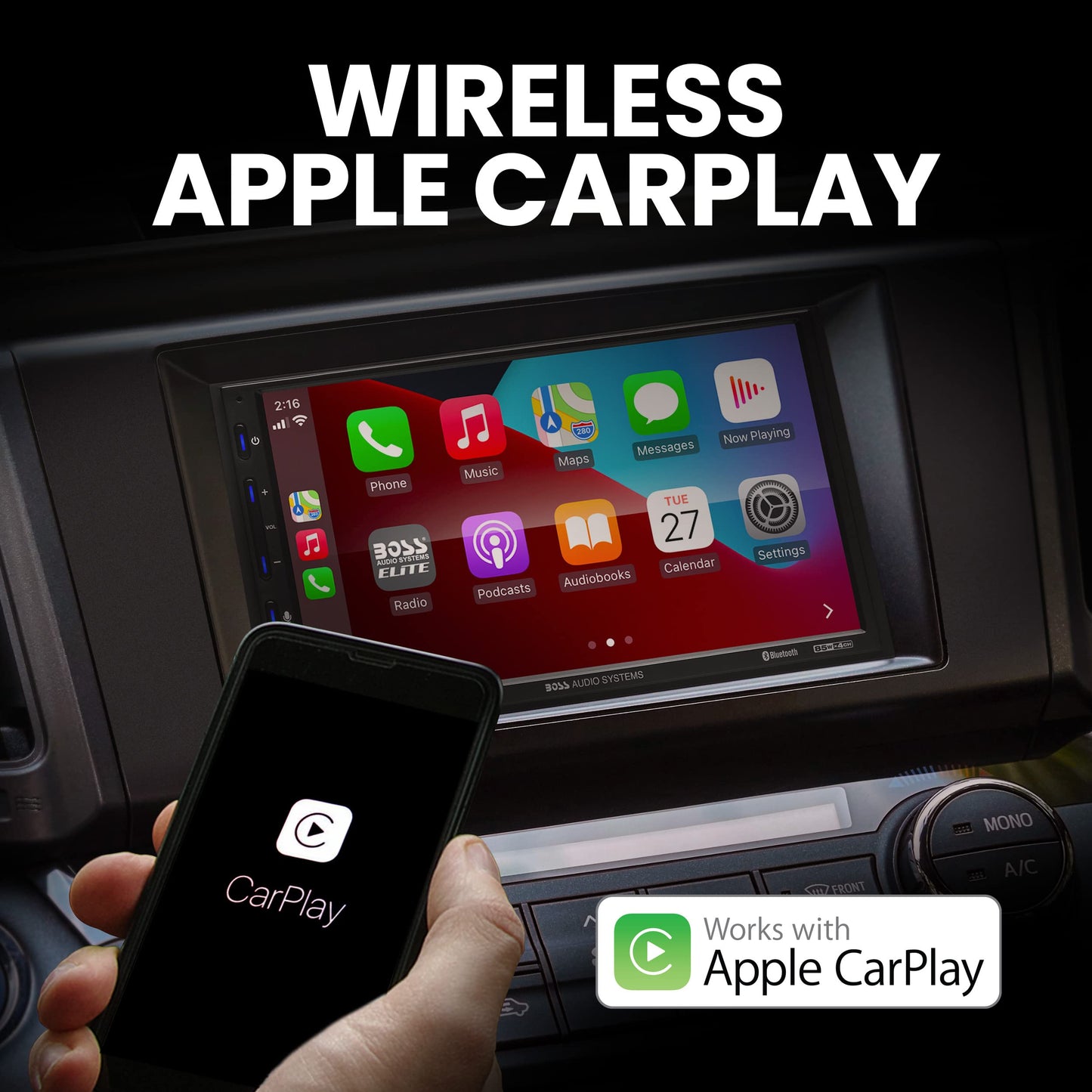 BOSS Audio BE920WCPA 7" AM FM BT USB Wireless Apple CarPlay Android Auto Car Stereo