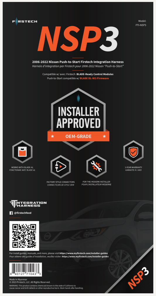 Firstech FTI-NSP3 T-Harness for Nissan and Infiniti PTS Models 2009 to 2017