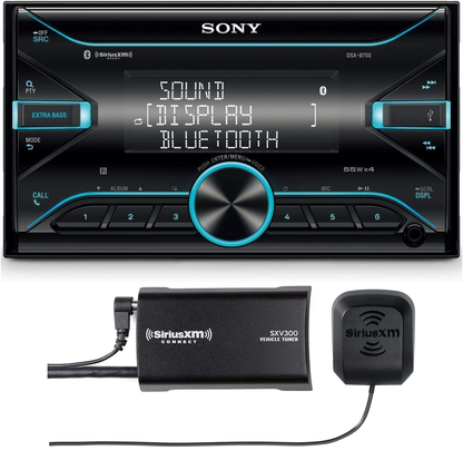 Sony DSX-B700 Double-DIN Media Receiver with Dual Bluetooth, Front USB, FLAC, 10-Band EQ + SXV300V1 SiriusXM Vehicle Tuner Bundle