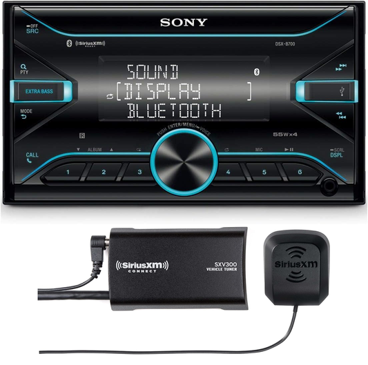 Sony DSX-B700 Double-DIN Media Receiver with Dual Bluetooth, Front USB, FLAC, 10-Band EQ + SXV300V1 SiriusXM Vehicle Tuner Bundle