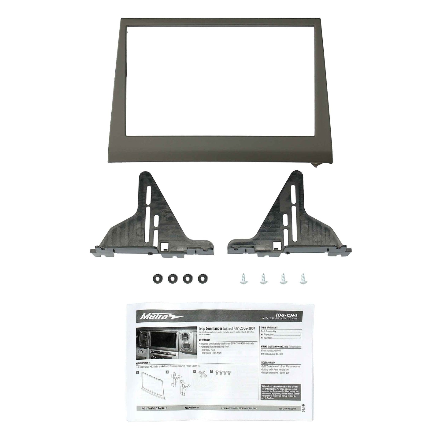 Metra 108-CH4DK Pioneer 8-Inch Radio Dash Kit for Jeep Commander 2006-2007 Khaki