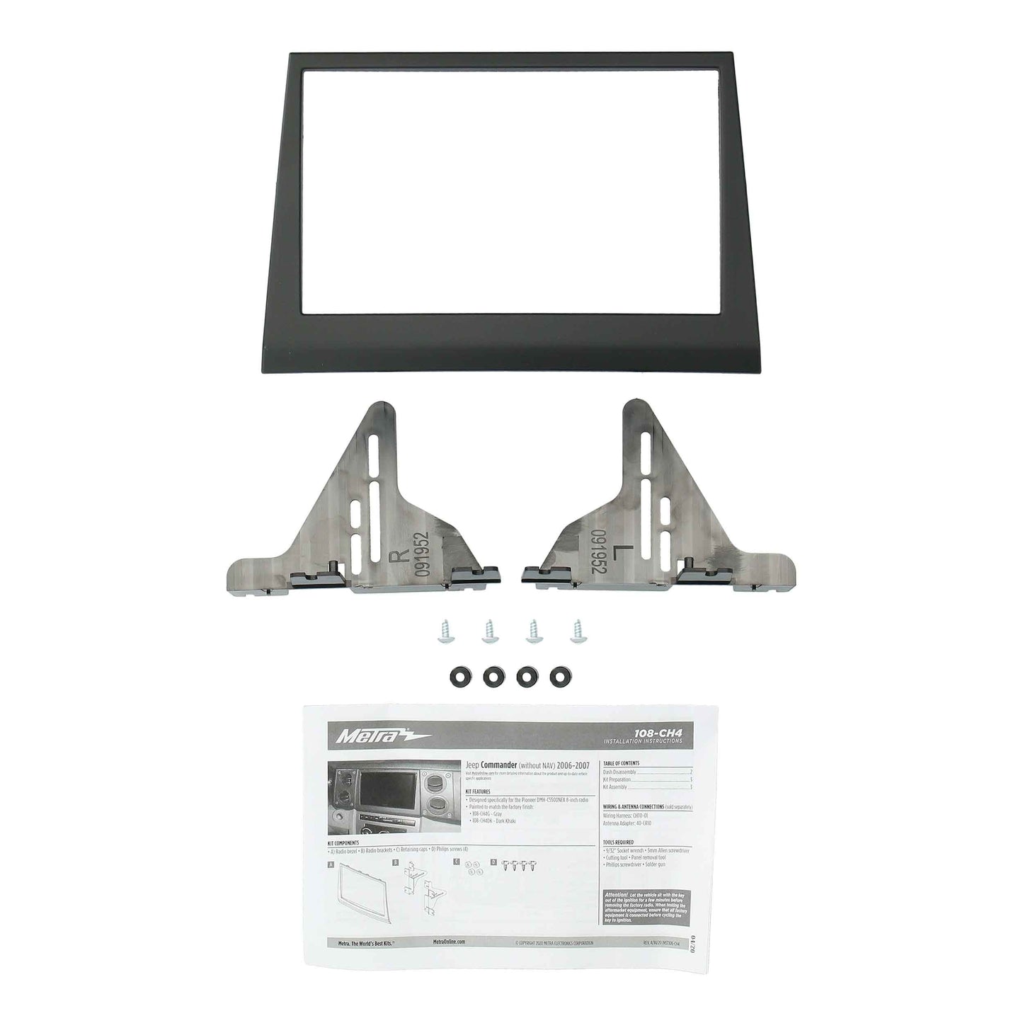 Metra 108-CH4G Pioneer 8-Inch Radio Dash Kit for Jeep Commander 2006-2007 Gray