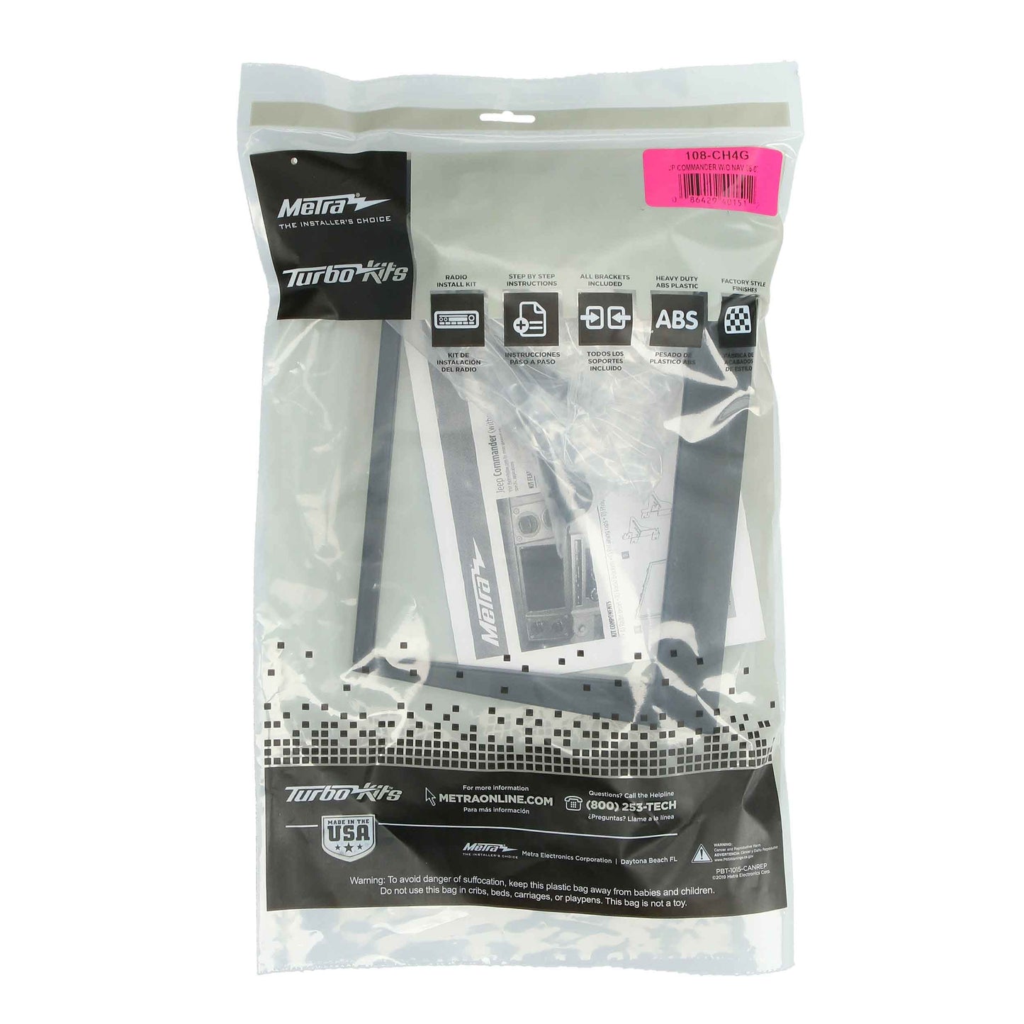 Metra 108-CH4G Pioneer 8-Inch Radio Dash Kit for Jeep Commander 2006-2007 Gray