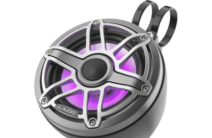 JL Audio M6-650VEX-Mb-S-GmTi-i 6.5-inch Lighted Tower Coaxial Speakers, Titanium Sport Grilles 93411