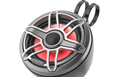 JL Audio M6-650VEX-Mb-S-GmTi-i 6.5-inch Lighted Tower Coaxial Speakers, Titanium Sport Grilles 93411