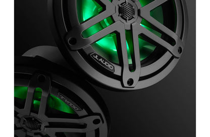 JL Audio M3-770X-S-Gm-i 7.7-inch (196 mm) Marine Coaxial Speakers, Gray Sport Grilles, RGB LED Lighting 93521
