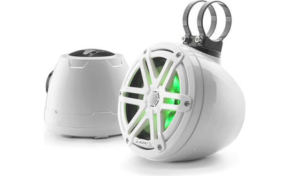 JL Audio M3-650VEX-Gw-S-Gw-i 6.5-inch RGB LED Tower Coaxial System, White Sport Grilles 93402