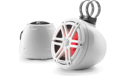 JL Audio M3-650VEX-Gw-S-Gw-i 6.5-inch RGB LED Tower Coaxial System, White Sport Grilles 93402