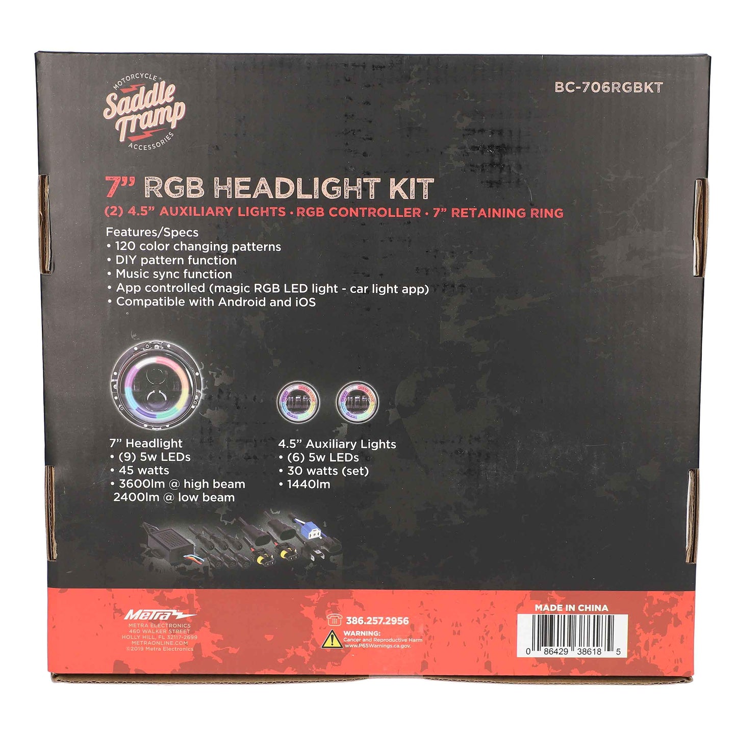 Metra BC-706RGBKT 7 Inch RGB Headlight and 4.5 Inch Aux Kit