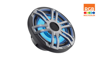 Hertz HEX 6.5 S-LD-G 6.5" 50W RMS 4-Ohm Marine Coaxial Speakers with RGB LEDs Gray Sport Grilles (Pair)