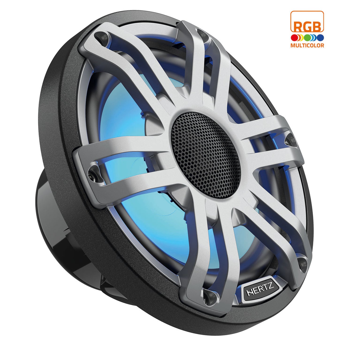 Hertz HMX 6.5 S-LD-G 6.5" 75W RMS 4-Ohm Marine Coaxial Speakers with RGB LEDs Gray Sport Grilles (Pair)