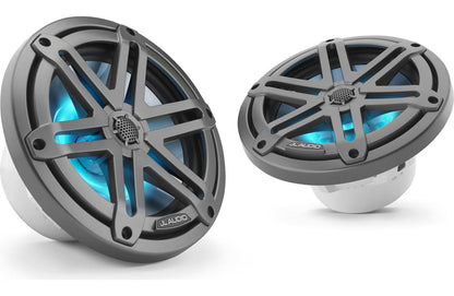 JL Audio M3-770X-S-Gm-i 7.7-inch (196 mm) Marine Coaxial Speakers, Gray Sport Grilles, RGB LED Lighting 93521