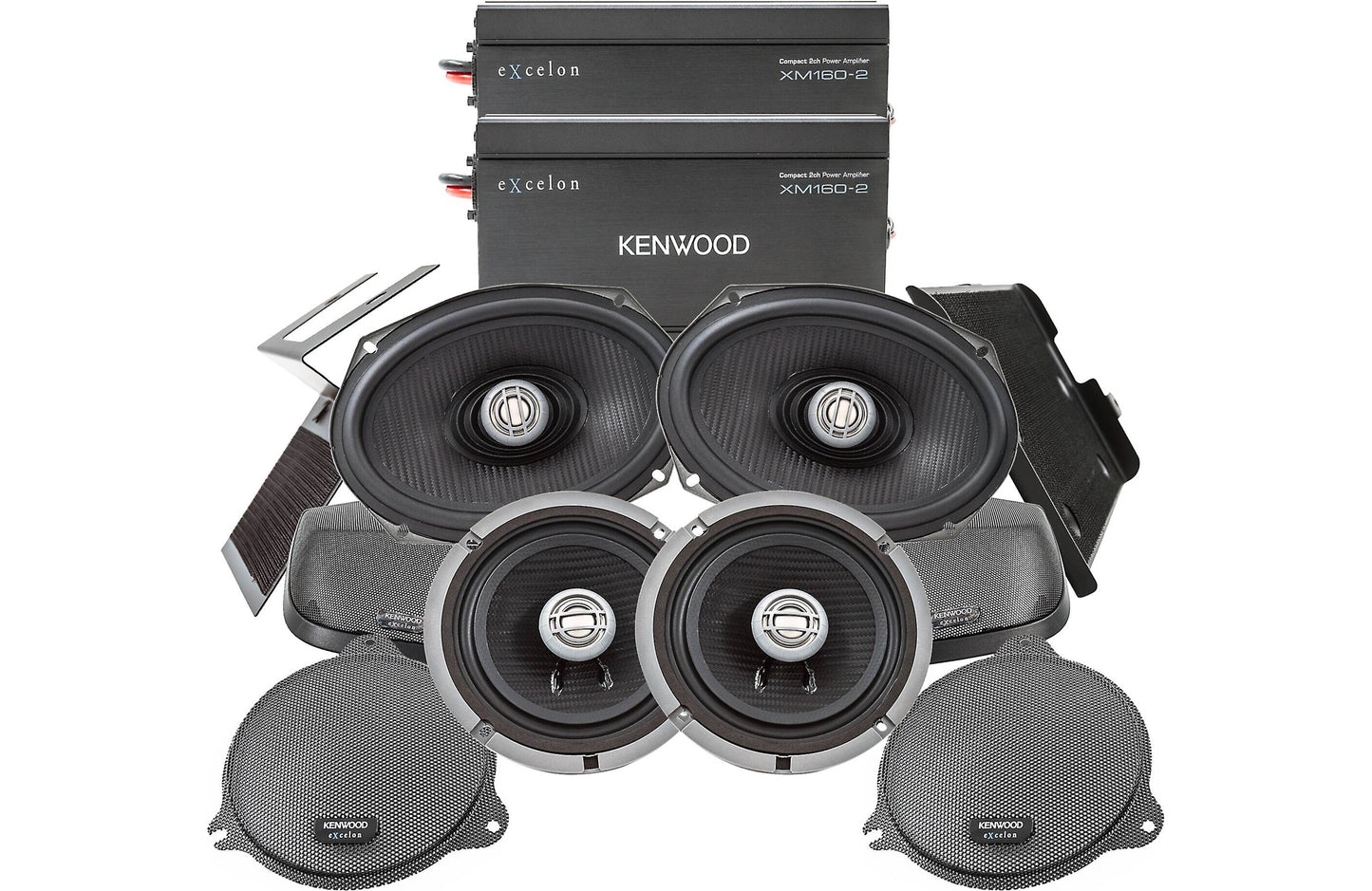 Kenwood eXcelon P-HD3FR Front + Rear Amplified Audio Package fits 2014+ Harley Davidson Motorcycles