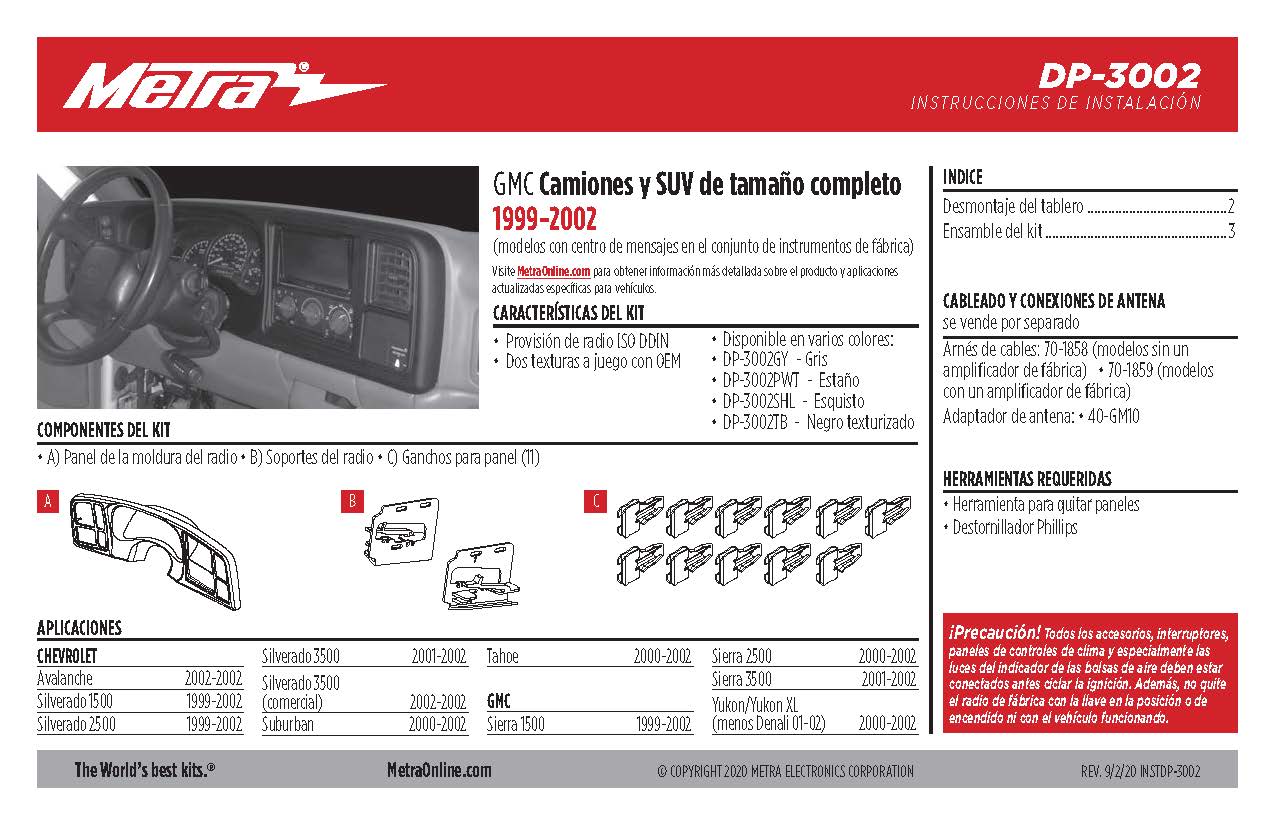 Metra DP-3002B Double-DIN Dash Panel for 1999-2002 GM Full-Size Trucks/SUVs - Scratch-resistant matte black
