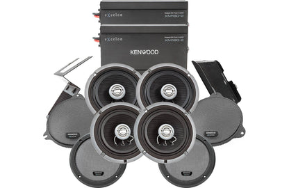 Kenwood eXcelon P-HD4UT Front + Rear Amplified Audio Package fits 2014+ Harley Davidson Motorcycles w/Tour Pak
