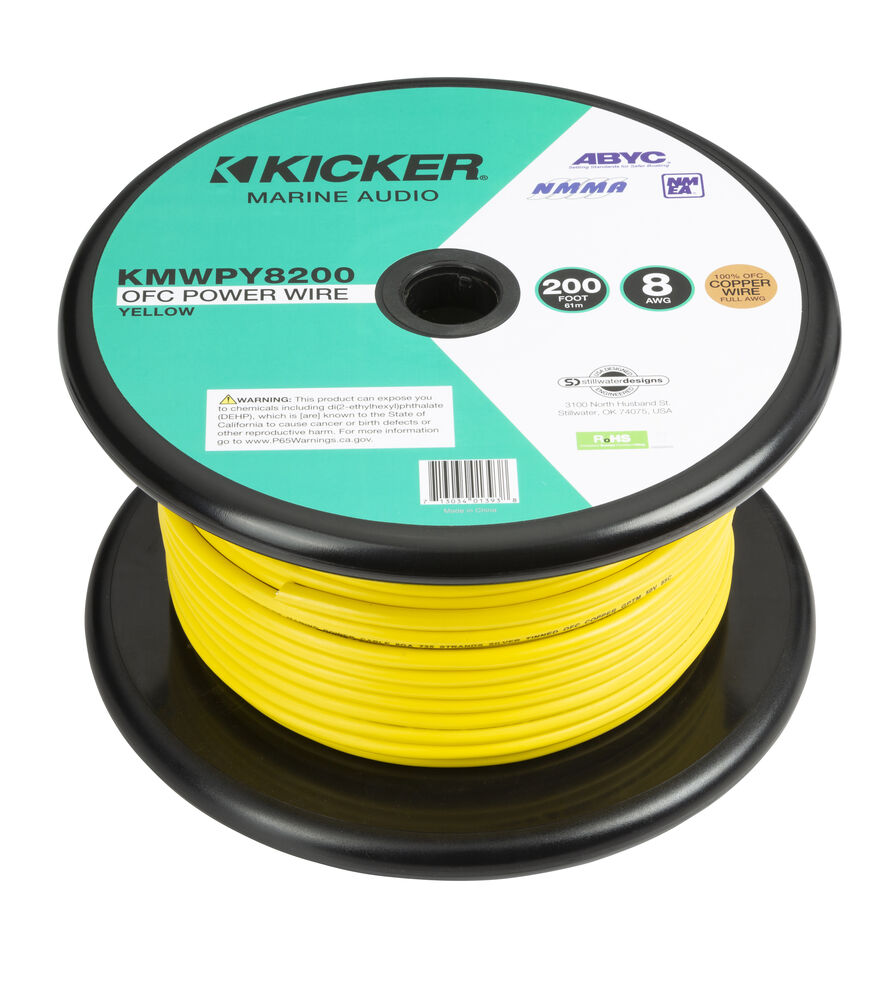 Kicker 47KMWPY8200 Marine 8AWG Power Wire, 200 ft, Yellow