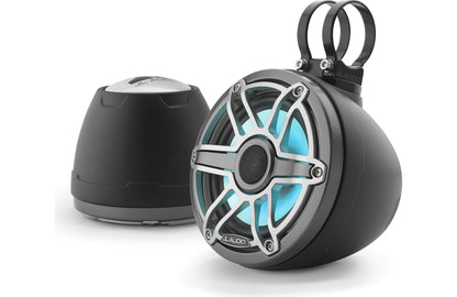 JL Audio M6-650VEX-Mb-S-GmTi-i 6.5-inch Lighted Tower Coaxial Speakers, Titanium Sport Grilles 93411