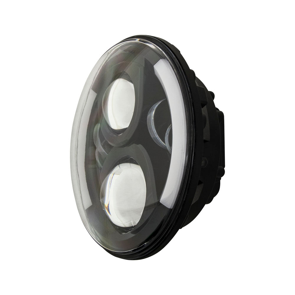 Metra BC-703B 7 Inch Black LED Motorcycle Headlight Partial Halo