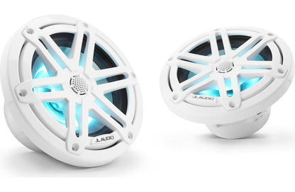 JL Audio M3-650X-S-Gw-i 6.5-inch RGB LED Marine Coaxial Speakers, White Sport Grilles 93515