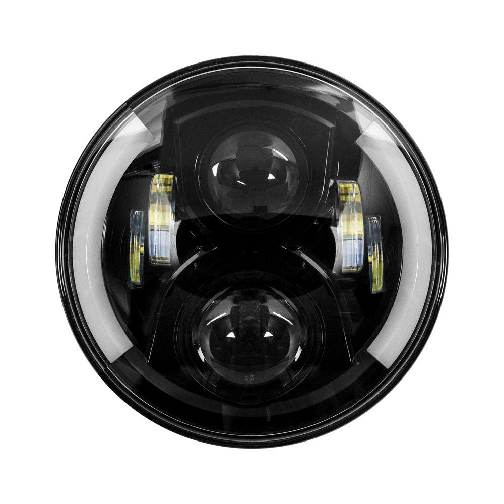 Metra BC-703B 7 Inch Black LED Motorcycle Headlight Partial Halo