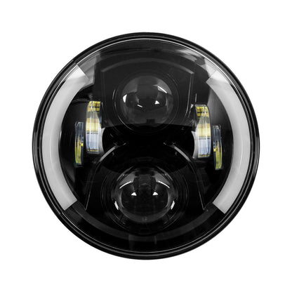 Metra BC-703B 7 Inch Black LED Motorcycle Headlight Partial Halo