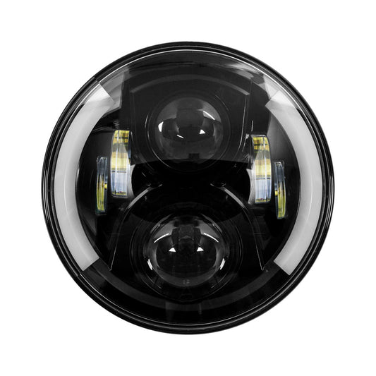 Metra BC-703B 7 Inch Black LED Motorcycle Headlight Partial Halo