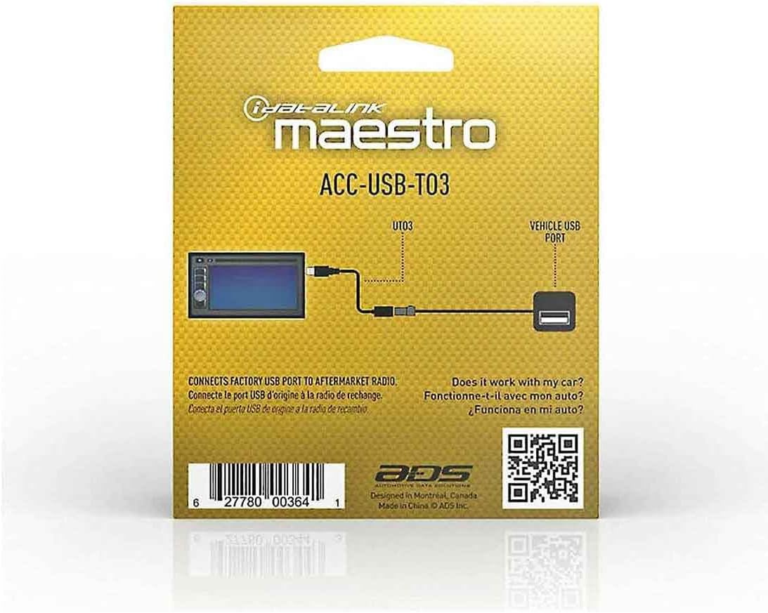 iDatalink Maestro ACC-USB-TO3 USB Adapter Cable for 2018-Up Toyota Vehicles