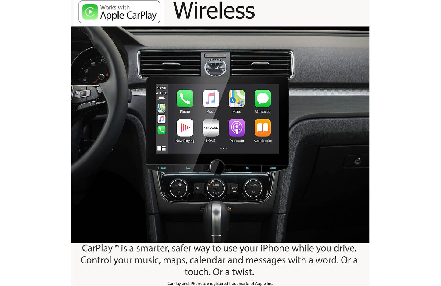 Kenwood DMX1037S 10.1" Touchscreen Car Stereo- Wireless Apple CarPlay, Android Auto + SXV300V1 SiriusXM Satellite Tuner