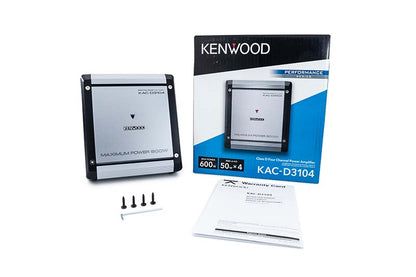 Kenwood KAC-D3104 Compact 4-Channel Class D Car Audio Amplifier 600W Max