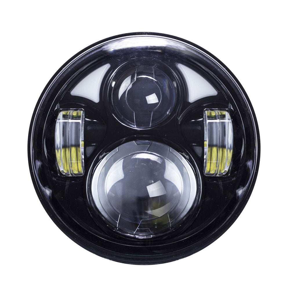 Metra BC-561B Round Motorcycle Headlights with Black Face and Partial Halo